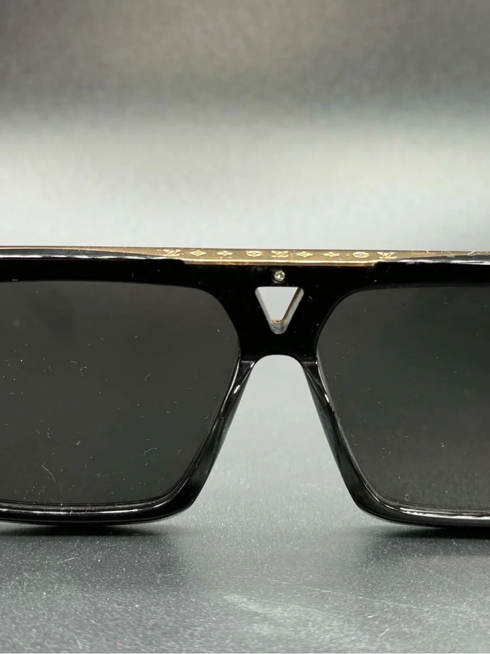 Louis Vuitton Black and Gold Rectangular Evidence Sunglasses
